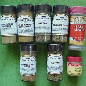 Lot- 7 Exotic Spice Seasonings Zahtar/Ras Hanaut/Anise/Savory/Garnie/Pumpkin Pie